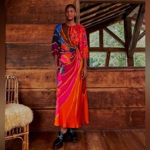 FARM RIO Vintage WaveCircle Cut-Out Midi Dress